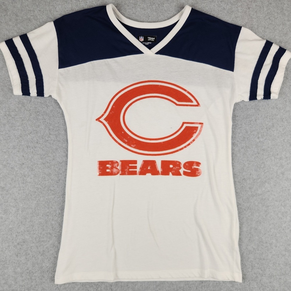 NFL Team Apparel Chicago Bears V-Neck T-Shirt Youth 12/14 Women's Small S